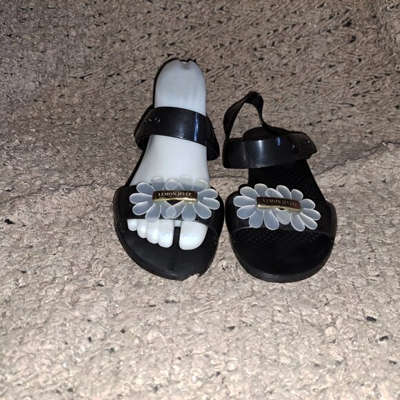 LEMON JELLY-Black Jelly-Daisy Slingback Sandals-Sz 37/7-Near Mint - Picture 3 of 7